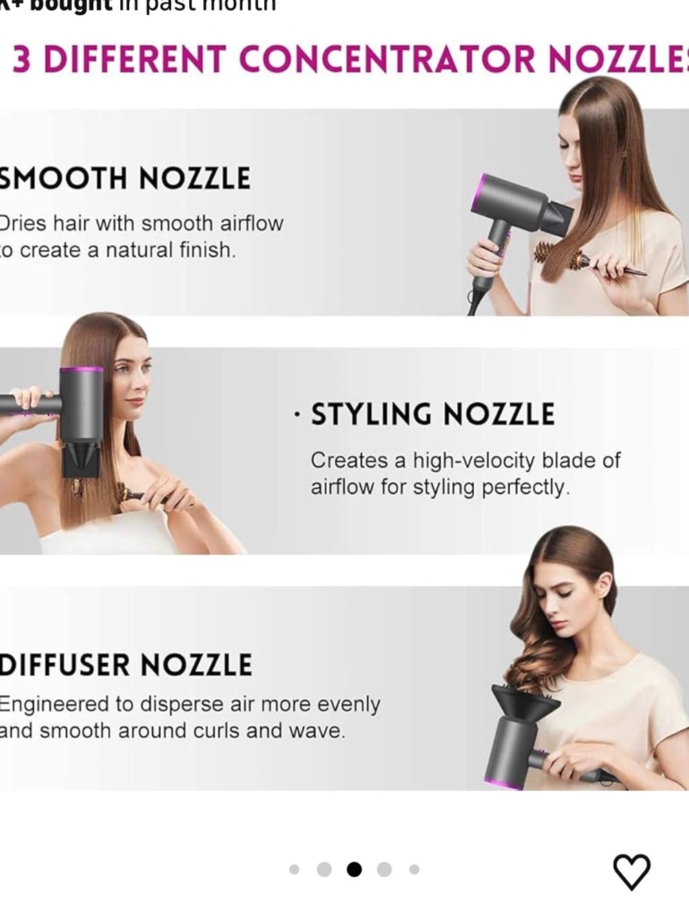 slopehill Professional Ionic Hair Dryer 1800W Fast Dry 2 Nozzle Diffuser - Picture 7 of 15